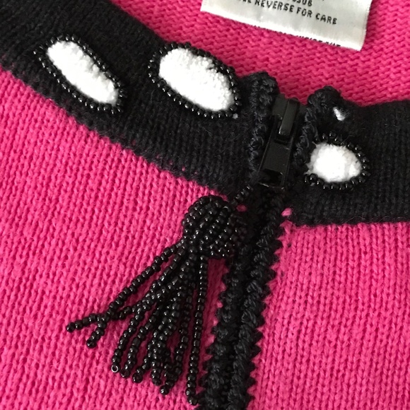 QUACKER FACTORY Zip Cardigan Sweater Whimsical Palm Tree Pink Women’s Size 1X 2X - Picture 5 of 16